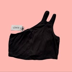 Cider One Shoulder Solid Tank Top